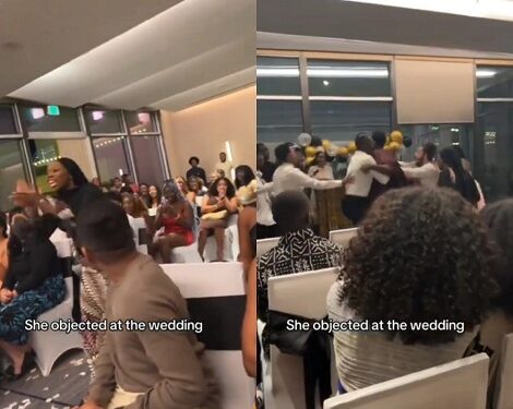 Chaos Erupts At A Nigerian Wedding Abroad As Woman Walks In And Objects During Couple’s Vows (Video)