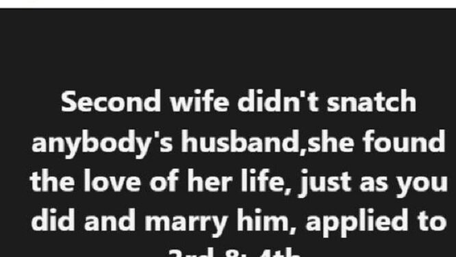 “Second Wife Didn’t Snatch Anybody’s Husband, She Found The Love Of Her Life Just As You Did And Married Him” – Nigerian Woman Says