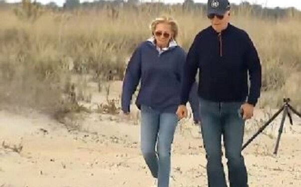 US President Joe Biden Stumbles, Nearly Tumbles During Stroll On Sandy Beach (Video)