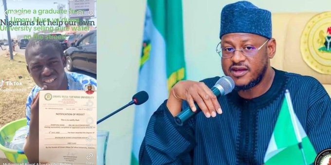 Katsina Governor Radda Offers Immediate Employment To First-Class Graduate Captured In Viral Video Selling Sachet Water To Survive