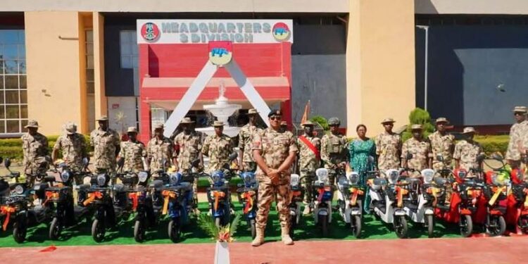 Nigerian Army Rewards Outstanding Soldiers With Electric Motorcycles (Photos)