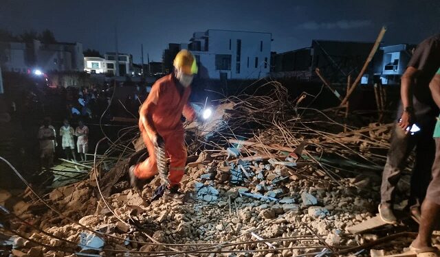 Two Bodies Recovered So Far As Two-Storey Building Collapses in Lagos (Video)
