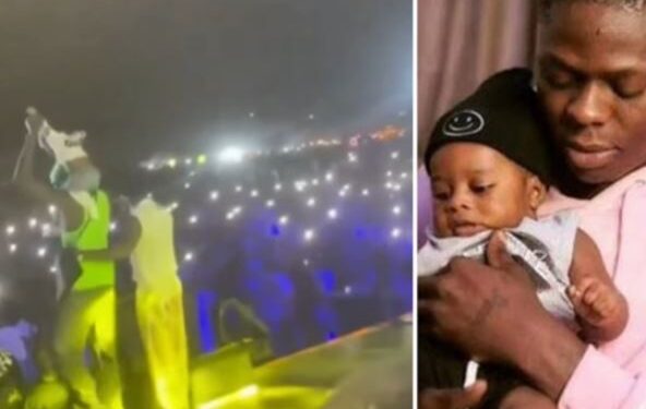 Bella Shmurda Plays Mohbad’s Songs And Brings His Son, Liam On Stage At His Concert In Ibadan (Video)