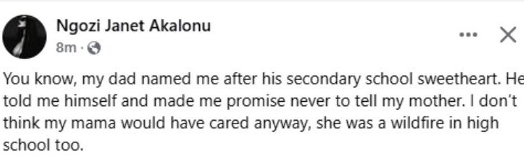 My Dad Named Me After His Secondary School Sweetheart – Nigerian Lady Reveals