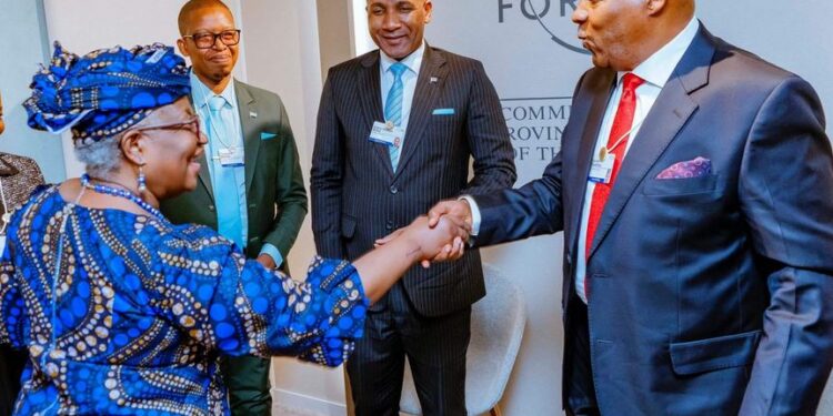 WEF: VP Shettima Holds Talk With Botswana’s President, Meet WTO DG, Okonjo-Iweala