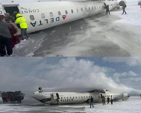 Delta Airlines Plane Crash-Lands And Flips Upside Down in Canada (Video)