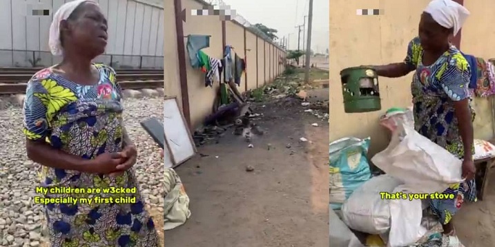 Mother Sleeps Under Bridge As Her Children Abandon Her For Not Sending Them To School (Video)