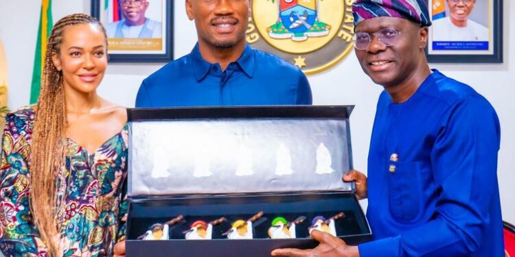 Legendary Footballer, Didier Drogba Visits Sanwo-Olu In Lagos (Video)