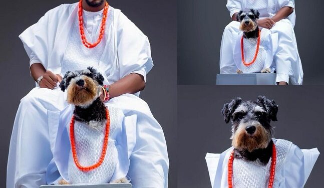 First Dog To Rock Agbada – Nigerian Man Marks His Dog’s Birthday In Grand Style (Photo)
