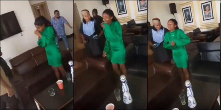 Lady In Serious Problem As Man Brings Her To Hotel, Orders A Bottle Of Azul Drink Worth N500k, Runs Away Without Paying (Video)