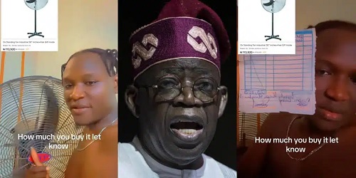 Man Cries Out As N23k Electric Fan From Buhari’s Era Now Costs N110k Under Tinubu (Video)