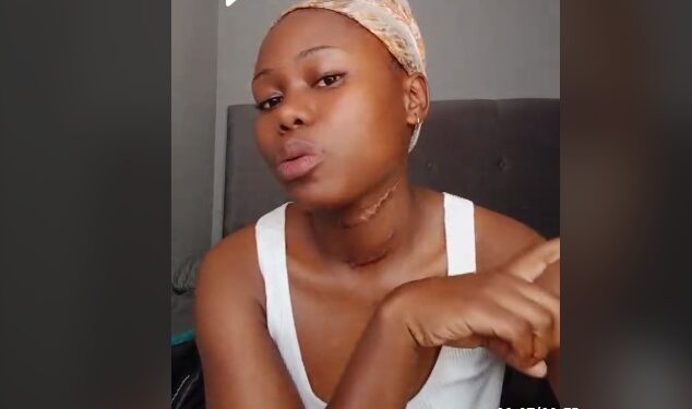 Lady Narrates How Her Boyfriend Slit Her Throat With Sharp Knife She Sharpened Earlier That Day (Video)