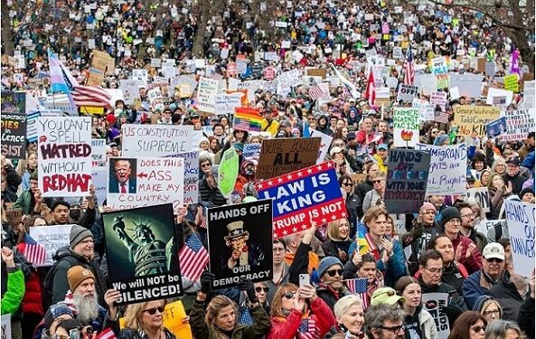 Millions Of People Take Part in ‘Hands Off’ Protests Against President Trump And Elon Musk Across All 50 States in US (Videos)