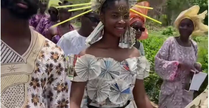 FUOYE Students Trend Online With Outfits Made From Newspaper, Carton And Balloons (Video)