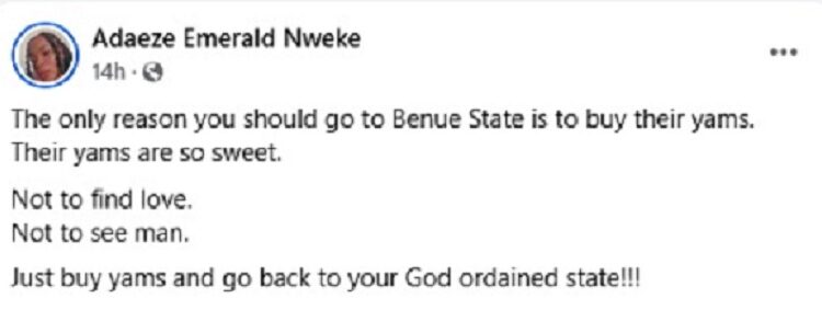 Don’t Go To Benue to Find Love or See a Man – Nigerian Woman Advises Ladies After ‘Sacrificing Herself’