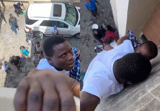 Man Heroically Holds On To Baby While Hanging Off Balcony As Fire Engulfs Building in Lagos (Video)