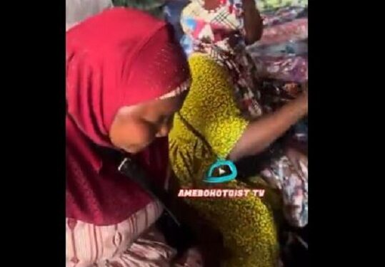 3 Women Wearing Hijab Caught Stealing Ankara Wrappers at Oshodi Market (Video)