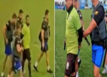 Cops Storm Pitch In Bulletproof Vests, Arrest Football Referee During Match (Video)