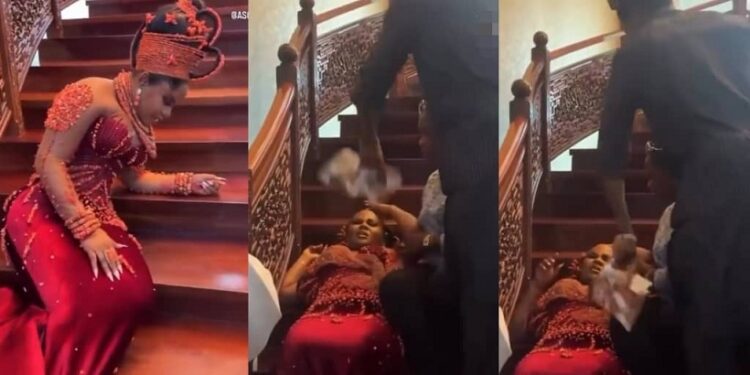 Bride Loses Consciousness During Wedding Photoshoot Over Tight Corset Dress (Video)
