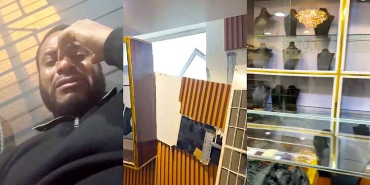 Businessman Cries Profusely After Thieves Broke Into His Shop And Carted Away Goods Worth N500m In Lagos (Video)