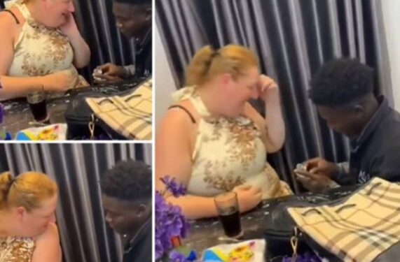 Watch The Heartwarming Moment A Nigerian Man Proposes To His Caucasian Lover (Video)