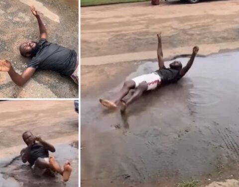 After Years Of Waiting, Man Rolls In Murky Water to Celebrate As His Wife Welcomes a Baby Boy (Video)
