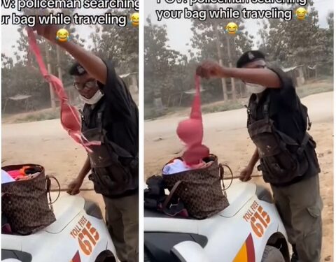 Police Officer Runs Off After Finding Underwear Inside Young Lady’s Bag During Stop And Search (Video)