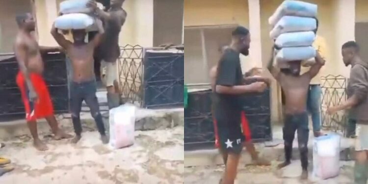 Watch The Moment Man Collapses, D!es After Attempting To Lift Four Bags Of Cements (Video)