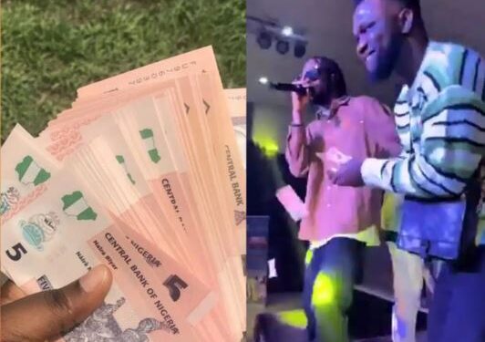 Drama As Fan Sprays 9ice With N5 Notes (Video)