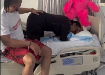 ‘The Owner Came To Visit His Yansh’ – Uche Ogbodo Writes As Her Husband Visits Her After Liposuction Surgery (Video)