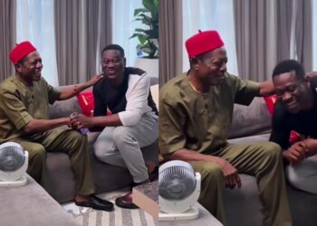 Lateef Adedimeji Excited as He Meets Veteran, Actor Nkem Owoh (Video)