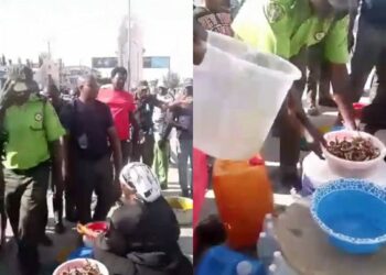 Watch The Moment KAI Officials Seize Actress Sarah Martin’s Utensils And Food As She Cooks For The Poor Along A Road In Lagos (Video)