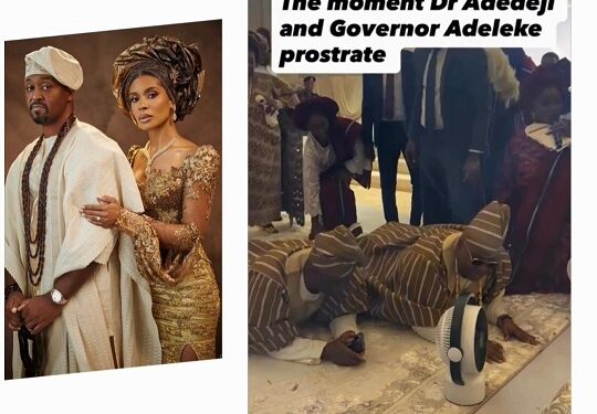 Davido’s Father, Dr Adeleke, and Gov Ademola Adeleke Prostrate Before Their In-laws To Ask For Their Daughter’s Hand In Marriage (Video)