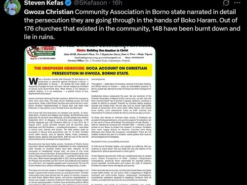 Out of 176 Churches In Gwoza, 148 Have Been Burnt Down By Boko Haram – Gwoza Christian Association of Borno State Share Sad Experience