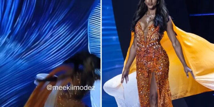 Watch The Moment Miss Jamaica Tumbled Off Stage And Was Carried Away On Stretcher During Miss Universe Pageant (Video)