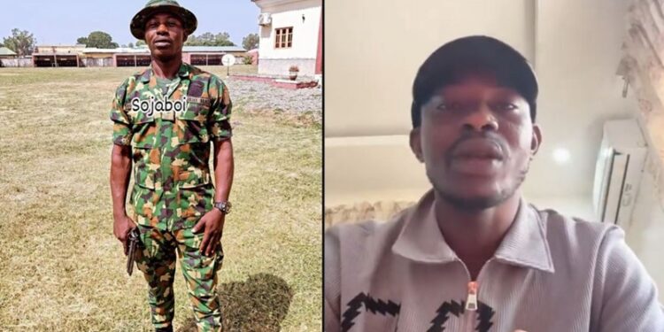 “I Was Handcuffed Like A Criminal” – Nigerian Soldier Who Was Dismissed For Asking Politicians’ Sons To Join Army Reveals (Video)