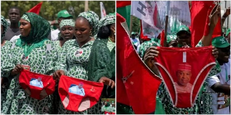 Nigerians Blast Kano Government For Distributing Branded Panties To Women During Campaign (Video)