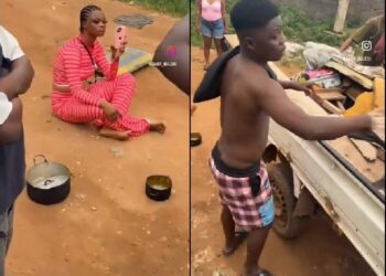 Drama Ensue As Lady Moves Her Luggage To Boyfriend’s House Without His Consent (Video)