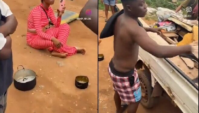 Drama Ensue As Lady Moves Her Luggage To Boyfriend’s House Without His Consent (Video)