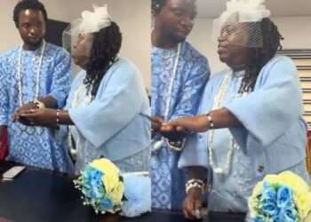 Love Lives Here: Video From The Civil Wedding Of A Young Nigerian Man And Older Foreign Lover Goes Viral (Watch)