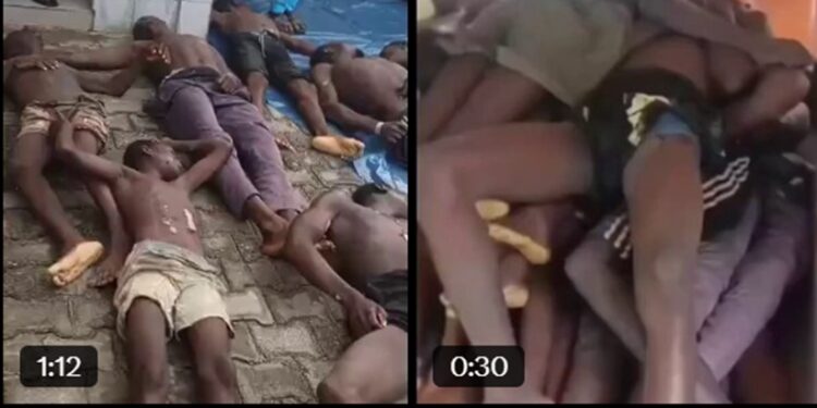 Nigerians Wail Over Bodies Of 37 Illegal Miners Found De@d in NSCDC Custody (Video)